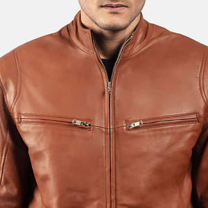 Veste de motard d'hiver pour hommes de haute qualité nouveauté capuche à col montant en cuir pur prix de gros traitement enduit de tissu tissé - Product Image 6