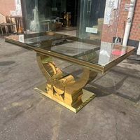 Ensemble moderne de luxe table basse centrale en métal doré blanc motif carré en marbre pour le salon meubles de maison