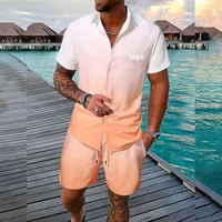 Conjunto de Camisa y Pantalones Cortos de Verano para Hombre, 100% Algodón Terry Transpirable, Corte Holgado, Estampado Floral, Logotipo Personalizado, Casual, Alta Calidad
