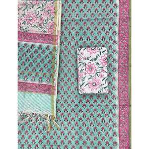 Ensemble Chanderi non cousu en tissu premium de chiffon imprimé à la main avec motifs complexes - Product Image 1
