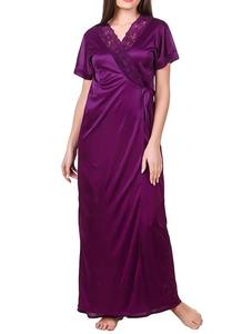 Ensemble de chemise de nuit en satin super confortable pour femme (lot de 2) Emballage personnalisé disponible auprès du vendeur indien Woven Weave - Product Image 3