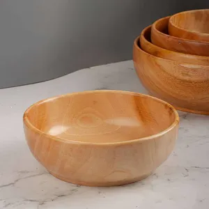 Beau grand bol en bois pour servir des salades de fruits et des collations sculptées à la main disponible à un prix abordable - Product Image 3
