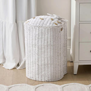 Kitty rattan <b>laundry</b> <b>basket</b> tall natural seagrass storage hamper with lid sustainable eco friendly for <b>nursery</b> kids room bedroom - Product Image 6