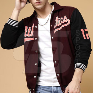 Venta al por mayor de alta calidad de los hombres de pie chaquetas universitarias de invierno de manga alta de estilo de la calle de diseño personalizado con cremallera no tejida - Product Image 3