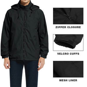 Chaqueta cortavientos: transpirable e impermeable con capucha para actividades al aire libre y ropa informal - Product Image 3