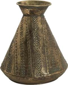 Vase à fleurs en métal fabriqué à la main avec des détails géométriques et des finitions haut de gamme pour des accents de maison élégants - Product Image 1