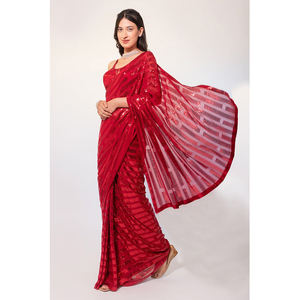 ชุดปาร์ตี้แต่งงานส่าหรีของผู้หญิงชุดคอลเลกชั่นสาวอินเดียไม่เย็บแบบพิเศษ - Product Image 1