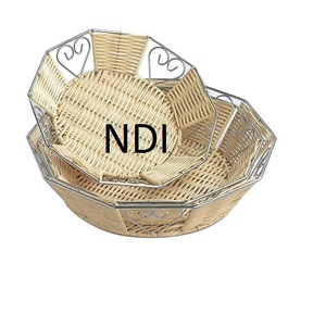 Superb Quality Stainless Steel & <b>Bamboo</b> Wooden <b>Basket</b> For Dining Table Top Center Pieces Luxury Style Serving <b>Basket</b> - Product Image 1