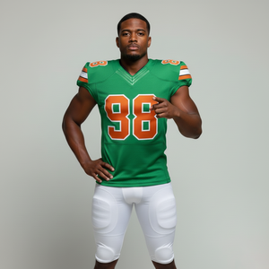 ชุดยูนิฟอร์มอเมริกันฟุตบอลแบบซับลิเมชั่นคุณภาพพรีเมียม OEM แขนสั้น ระบายอากาศ แห้งเร็ว ต้านเชื้อแบคทีเรีย ไซส์พลัส ชุดสั่งทำพิเศษ - Product Image 1