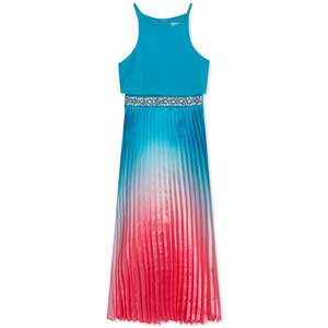 รุ่นหายาก ชุดเดรสเด็กผู้หญิงสีกรมท่าผ้าชาร์มูสจีบออมเบร์ไซส์ 7 ผ้าซาติน - Product Image 1