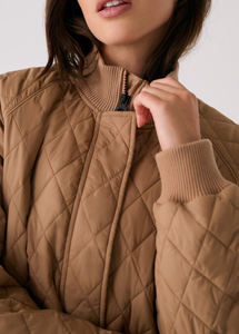 Veste isolée matelassée élégante en diamant pour femmes, vêtements décontractés et d'extérieur de luxe à la palangre avec col côtelé et poches à rabat, vestes - Product Image 4