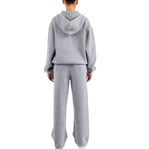 Ensemble sweat à capuche et pantalon en tricot côtelé pour femme, vêtements de détente doux et extensibles, survêtement, fabrication sur mesure en gros OEM - Product Image 2