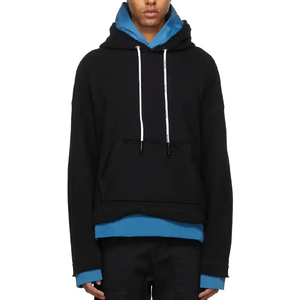 Bordado personalizado de gran tamaño unisex 400gsm 500gsm grueso 100 algodón polar de punto contraste doble Sudadera con capucha con agujero para el pulgar - Product Image 4