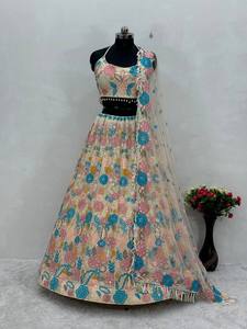 Vêtements de mariée Foax lourd Georgette brodé séquence travail Lehengas Choli avec des vêtements indiens et pakistanais Dupatta - Product Image 2