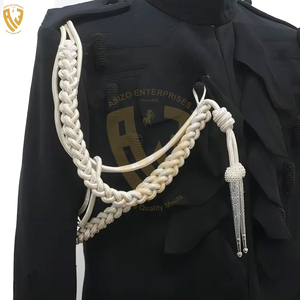 Bán Buôn Chất Lượng Cao Lụa Aiguillettes Phẳng Mô Hình Đồng Phục Vai Dây Độc Đáo Macrame Dây Với Vàng Màu Kim Loại Tip - Product Image 3