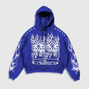 All Over Screen Print Pullover Hoodie Hombres Casual Flame Letter Print Fleece Hoodie Drop Shoulder Sudaderas para hombres Sudadera con capucha - Product Image 5