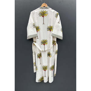 Kaftán de Algodón Estampado a Mano, Elegante Pareo de Playa con Palmeras, Accesorio Premium para Traje de Baño - Product Image 5