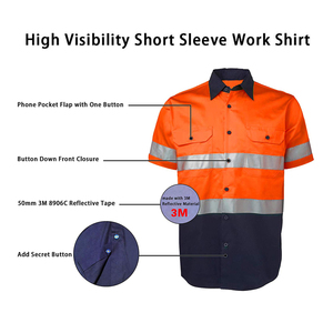 เสื้อยืด100% โพลีเอสเตอร์สะท้อนแสงเสื้อรักบี้ปลอดภัยเสื้อทำงานก่อสร้าง - Product Image 4