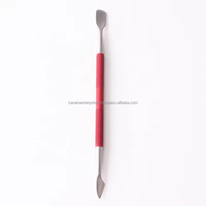 Pousse-cuticules professionnel en acier inoxydable à double extrémité, éliminateur de peaux mortes, manucure, pédicure, réutilisable, nettoyage des ongles, rouge mat - Product Image 1