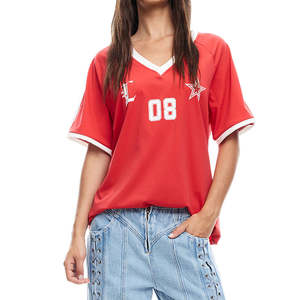 เสื้อฟุตบอลคอวีคุณภาพสูง ปรับแต่งได้ ระบายอากาศดี ทรงหลวม สไตล์อเมริกัน สำหรับกีฬาฤดูร้อน - Product Image 1