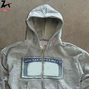 Sudaderas con Capucha Vintage de Invierno con Bordado 3D, Estampado de Espuma de Burbujas, Cremallera, Forro Polar, Algodón, Tallas Grandes, Colores Personalizados para Hombre y Mujer - Product Image 2