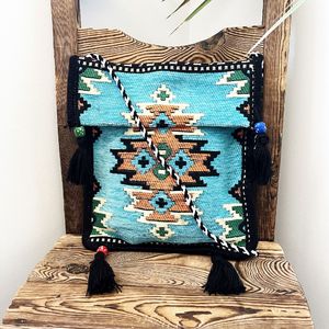 Sacoche Anatolian Oriental à motifs authentiques, sacoche Heybe, sac de selle Apache Turquoise - Product Image 6