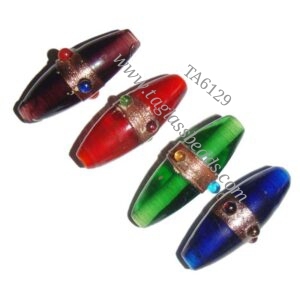 Tête ovale ethnique indienne Starburst enroulée perles de verre 12mm Multi couleur Style Vintage pour la fabrication de bijoux meilleur prix boîte emballage - Product Image 3