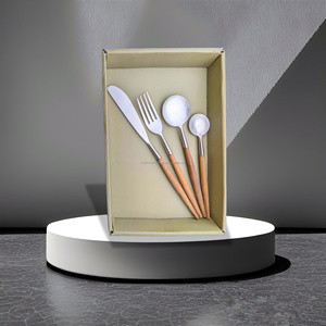 ล่าสุดไม้ตะวันตก Flatware สแตนเลสสตีลชุดช้อนส้อมมีดช้อนส้อมชุดบ้านชุดอาหารเย็น - Product Image 4