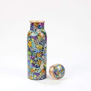 Meilleure vente bouteille en cuivre imprimé vert uni pour boire et stocker de l'eau bouteille d'eau en cuivre pur - Product Image 2