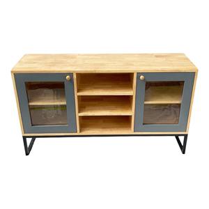 Modern Rubberwood <b>Display</b> <b>Cabinet</b> KTB68113 with Iron Frame - Product Image 1