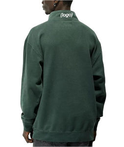 Unisex Vintage Pullover 14 <b>Zip</b> Cotton <b>Sweatshirt</b> Long Sleeve Mock Neck with Quarter <b>Zip</b> Hood Customizable <b>Half</b> <b>Zip</b> Blank for <b>Men</b> - Product Image 4