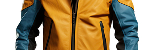 2025 Men's Mustard Blue Sports <b>Leather</b> Jacket Waterproof Breathable Eco-Friendly Thick Winter Coated - Product Image 5