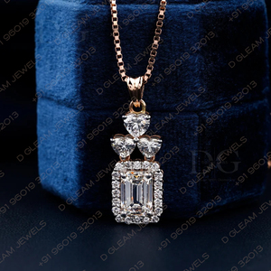 4 TCT Emerald et Lab Created Diamond Halo Pendant Bijoux plaqués or pour les fêtes sans conflit Pendentif diamant Labgrown - Product Image 1