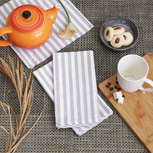 Serviettes de cuisine tissées à séchage rapide 100% coton serviettes de table à rayures grises maison Restaurants torchon à motif carré adapté aux enfants - Product Image 6