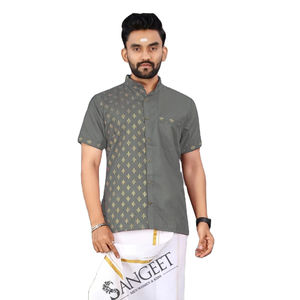 Chemise habillée pour homme, col en V, décontractée, coupe ample, respirante, en coton, écologique, commande en gros pour l'été, vente en gros et pas cher - Product Image 3