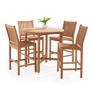 Juego de Comedor de Jardín de Madera Maciza de Teca Tamara con Acabado Natural para Uso en Exteriores - Product Image 1