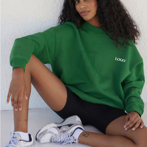 Wholesale <b>Long</b> <b>Sleeve</b> Crewneck Crop <b>Top</b> Casual Solid Loose Fit <b>Workout</b> Cropped Pullover Sweatshirt for Women - Product Image 2