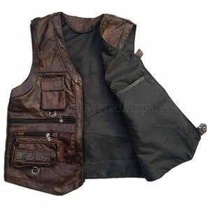 Gilet en cuir chaud d'hiver respirant pour hommes, vêtements d'extérieur décontractés en tissu de toile à bas quantité minimale de commande, prix raisonnable - Product Image 4