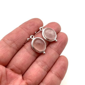 Classical Earrings Jewelry For Women Silver Boho Style Jewelry 925 Sterling Silver Rose Quartz Gemstone Handmade Earrings <b>Gift</b> - Product Image 1