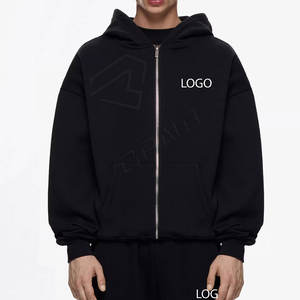 Survêtements 100% coton surdimensionnés pour hommes, deux pièces personnalisés, couleur unie pour impression bouffante pour la saison d'hiver - Product Image 2