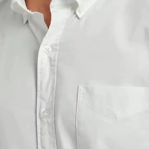 Wholesale Logo OEM Men's Custom <b>White</b> Office Casual <b>Shirts</b> Solid Color Slim Fit Long Sleeve Breathable 100% Cotton Horn Button - Product Image 2