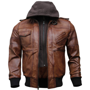 Chaqueta de Cuero Genuino Unisex de Invierno con Diseño de Bloques de Color, Cuello Alto, Logotipo Frontal Personalizado, Alta Calidad - Product Image 2