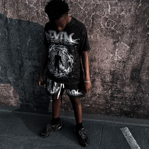 Haute qualité surdimensionné épais coton sérigraphie personnalisé hommes deux pièces lavage à l'acide t-shirt ensemble court - Product Image 5