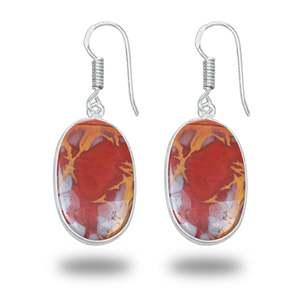 Noreena Jasper (Pelite Mudstone silicificado) Pendientes de latón plateado Piedra de alta calidad hecha a mano Estilo exótico Joyería de boda - Product Image 6