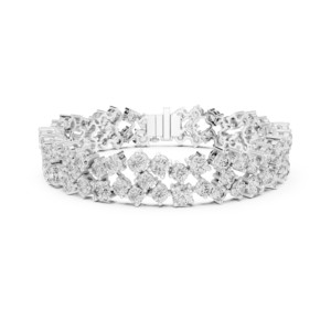 Bracelet de mariage de luxe en argent sterling 925 avec trois rangs de moissanite taille brillant ronde 14,45 TCW – Bijoux fins pour mariée - Product Image 6