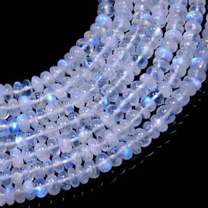Brins de perles de pierre de lune arc-en-ciel 5-6mm, coupes brillantes lisses, rondelles polies, opale naturelle, grenat blanc, couleurs éclatantes, certifiées GIA - Product Image 5