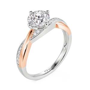 Bague de fiançailles Jeulia Amore en argent sterling plaqué or rose torsadé - Product Image 2