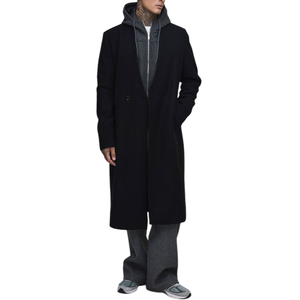 Manteau d'hiver pour homme, moderne, long, minimaliste, surdimensionné, ample, à double boutonnage, col rabattu, 100% laine, bouton, écologique, respirant - Product Image 4