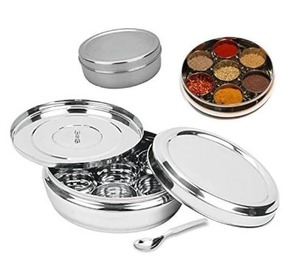 กล่องเครื่องเทศสแตนเลสอินเดีย กล่องใส่เครื่องเทศโลหะสำหรับจัดเก็บ กล่องเก็บเครื่องเทศในครัว ลดราคาสุดคุ้ม - Product Image 1