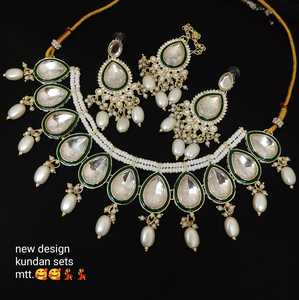 New Design Fancy Gold Plated Traditional Motipearl&<b>Drop</b> Kundan Studded Choker <b>Necklace</b> Earring Mangtika Set &Jewellery Set Woman - Product Image 1